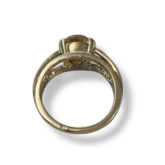 Light Citrine Orange Decorative Silver Ring Size 5.5 NEW - Picture 3 of 6